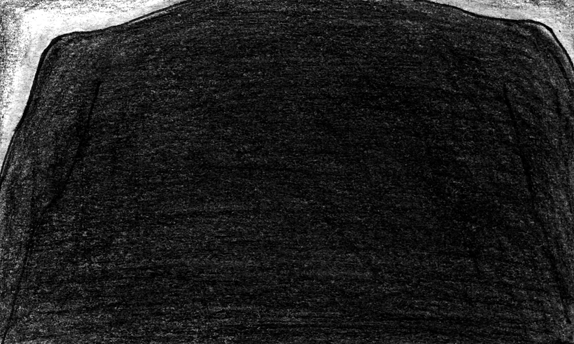 Camera tracks around writer