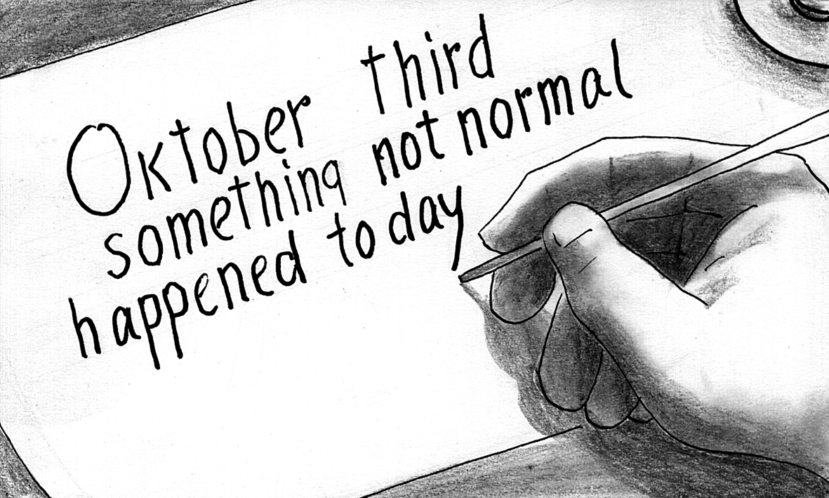 Close-up of diary entry