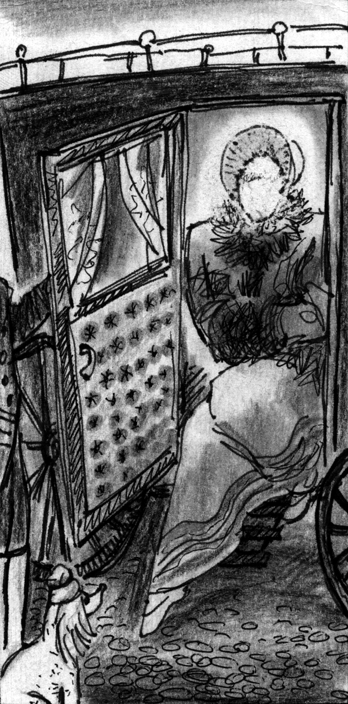 Sophie emerges from carriage