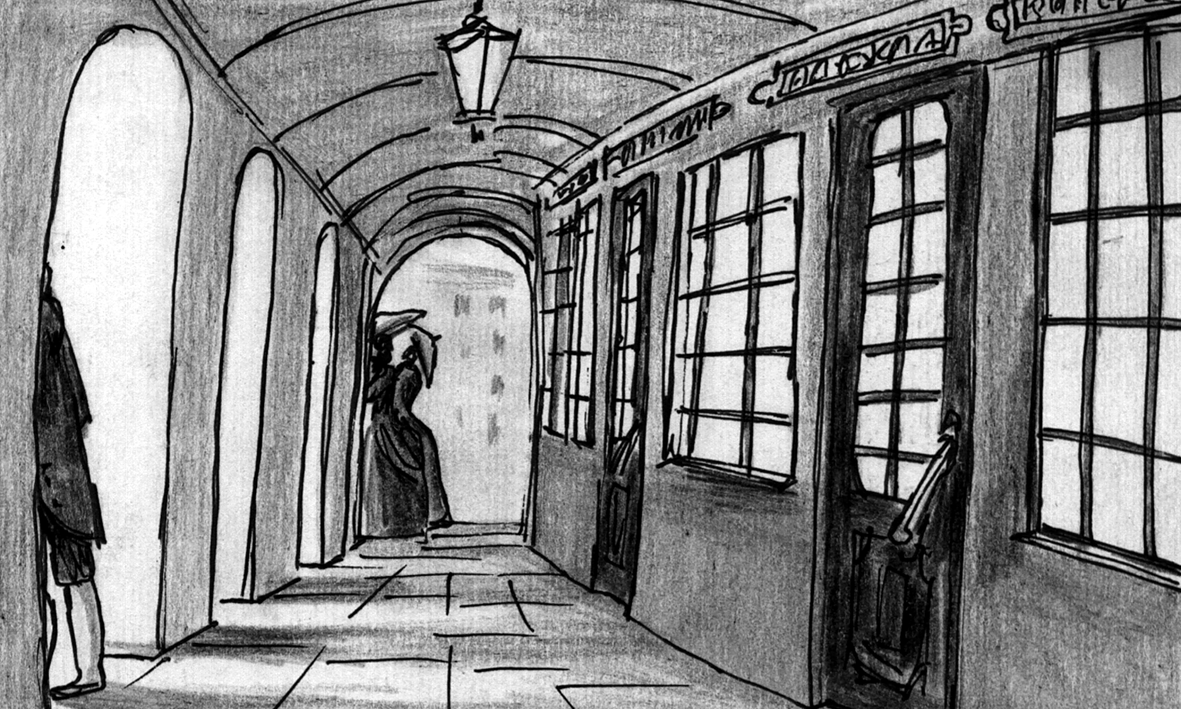 Poprishchin follows with umbrella