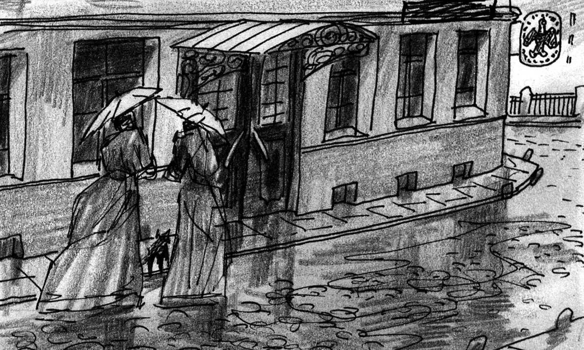 Poprishchin looks up at house