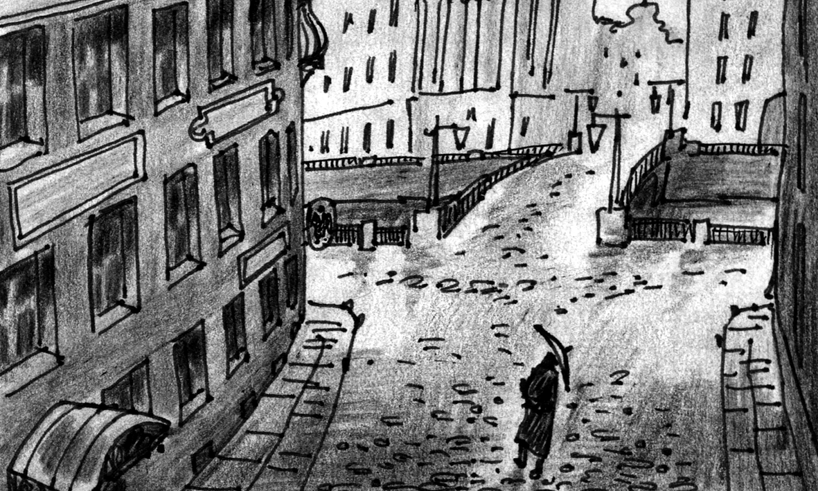 Poprishchin outside Zverkov House