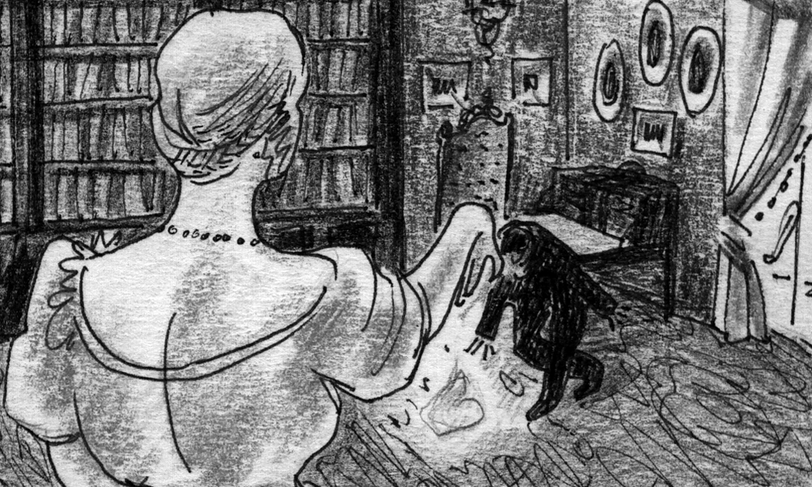 Sophie drops handkerchief