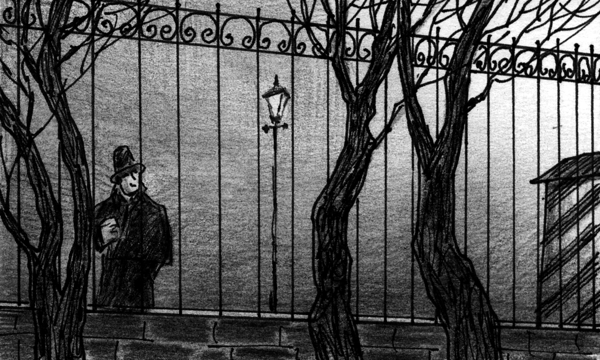 Poprishchin staring through fence