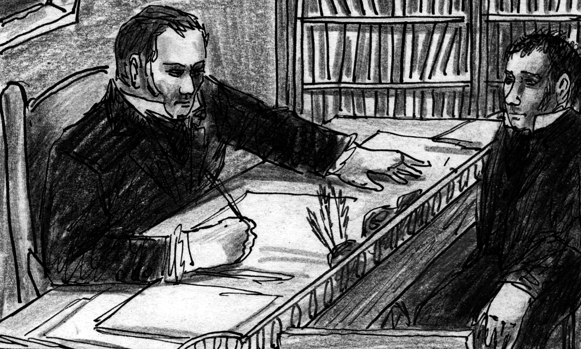 Chief looks into camera