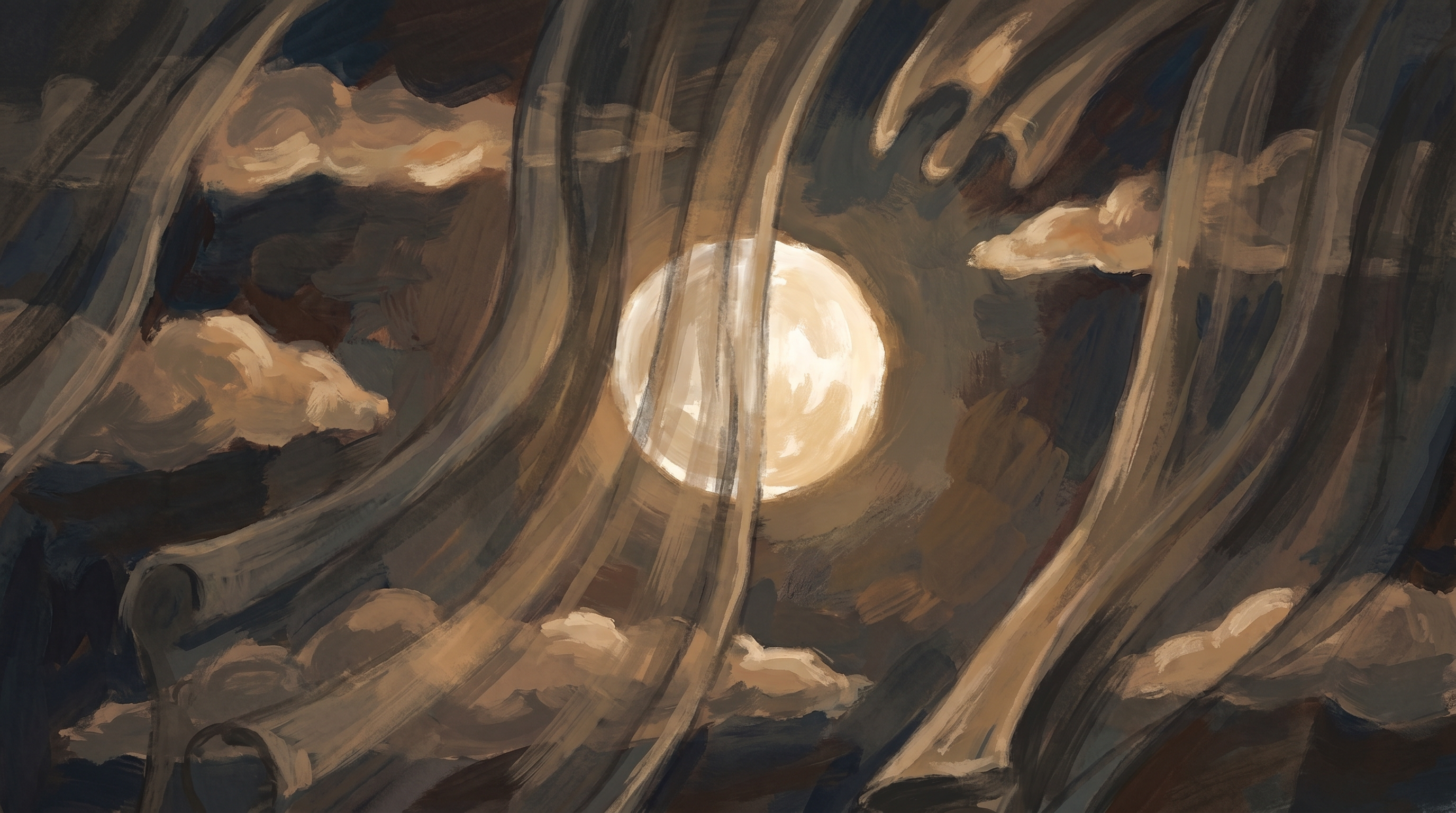 Moon behind curtains