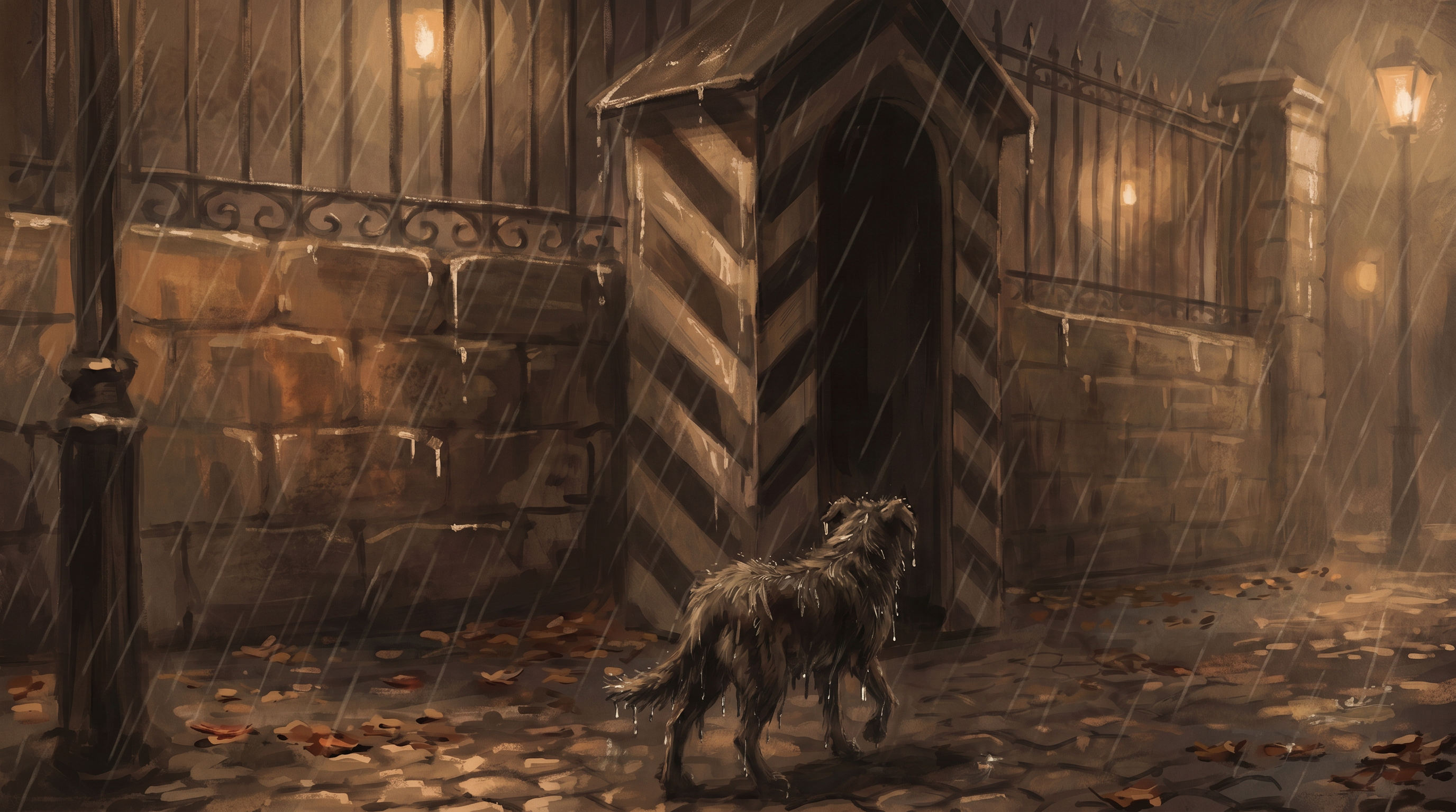 Mongrel seeks shelter in booth