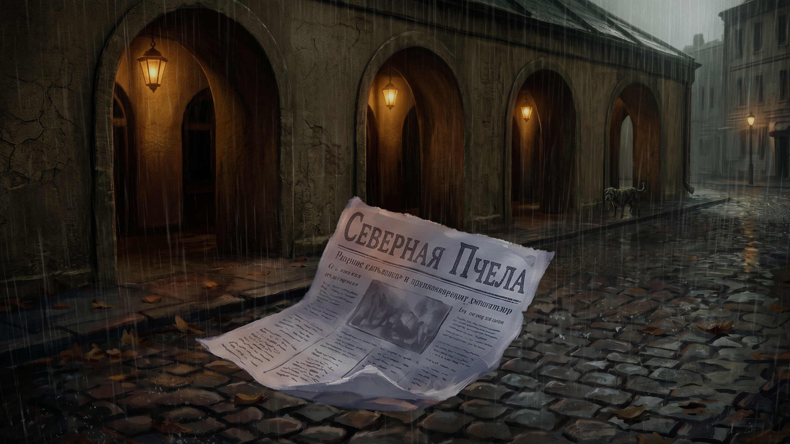 Newspaper blows across street