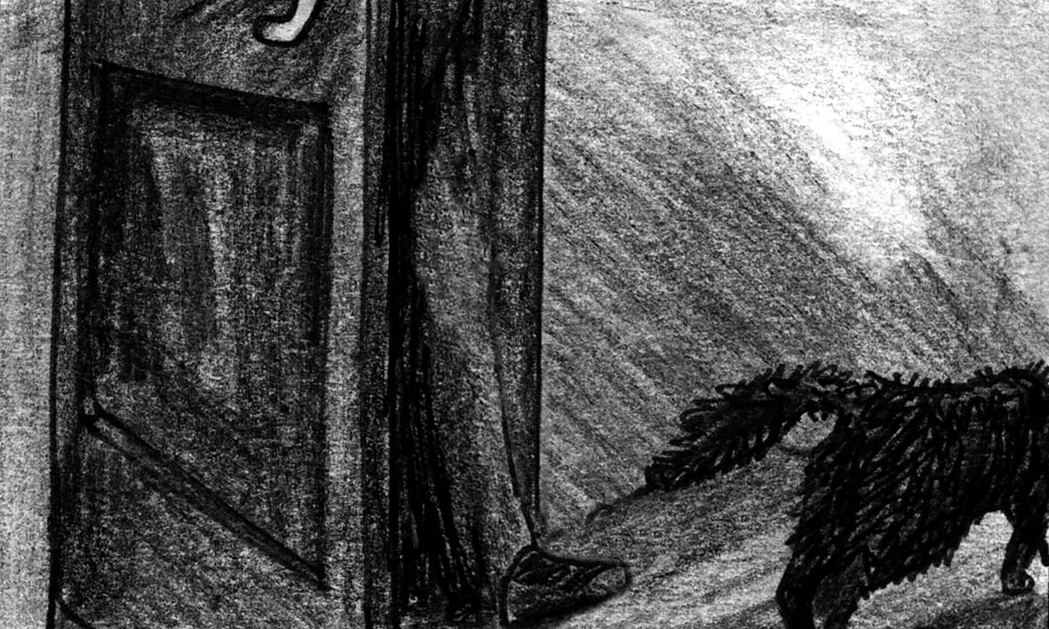 Man thwarts mongrel at door